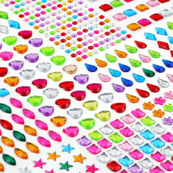 Glitzersteine Selbstklebend, Strasssteine Selbstklebend Acryl Bunt Selbstklebende Schmucksteine Verschiedene Formen Crystal Edelstein zum Aufkleben (1136)