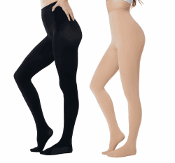 HeyUU Damen Bunte Halb-blickdichte Strumpfhose 80 DEN Microfaser Stützstrumpfhose… L-XL Schwarz/Beige