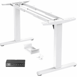 HUANUO Höhenverstellbarer Schreibtisch Gestell mit Bürstenlosem Motor,100 kg Tragfähigkeit Tischbeine Schreibtischgestell Höhenverstellbar für Tischplatten von 110x180cm,Nur Rahmen Weiß