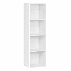 WOLTU Bücherregal mit 4 Fächern, Würfelregal Weiß, Standregal, freistehendes Büroregal, Aktenregal, Aufbewahrungsregal aus Holzwerkstoff, 30x106x24 cm (BxHxT), SK003ws4 4 Fächern ( 30 x 106 x 24 cm ) Weiß