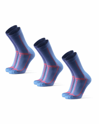 DANISH ENDURANCE Crew Laufsocken (3 | 5 Paar), Wadenlange Sportsocken, Leichte Kompression, Atmungsaktiv & Gepolstert, Unisex, für Damen & Herren 39-42 Blau/Orange