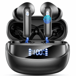 Bluetooth Kopfhörer, Kopfhörer Kabellos Bluetooth 5.4 HiFi Stereo, In Ear Kopfhörer mit ENC Noise Cancelling Mics, 50 Std Spielzeit Kabellose Kopfhörer, IP7 Wasserdicht Ohrhörer mit LED-Anzeige, USB-C Neu Schwarz