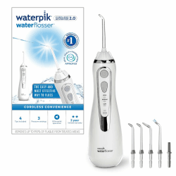 Waterpik Kabellose Munddusche Advanced, 4 Aufsätze, 3,1-5,2 bar Druckbereich, 3 Druckeinstellungen, Induktionsladesystem, Weiß Cordless Advanced Weiß