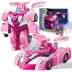 Super Wings Super Robot Suit Dizzy, ca. 18 cm große verwandelbare Spiel-Figur, 2-in-1 Roboter Anzug und Super Auto, für Kinder ab 3 Jahren, Pink