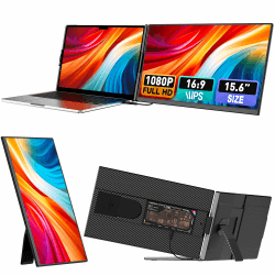Kwumsy Tragbarer Monitor Für Laptop-15.6 Zoll Laptop Monitor Erweiterung All Laptops, 1920×1080P FHD IPS Laptop Monitor Extension Für Laptop, Portable Abnehmbarer Bildschirm für Wins/Mac/Chrome. Dual 15.6inch