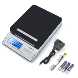 MUNBYN Paketwaage Versand Digitale Postwaage Paketversandwaage 30 kg elektronische Postwaage mit Halte- und Reißfunktion inkl. Maßband AC-Adapter und 1,5 Vx3AAA