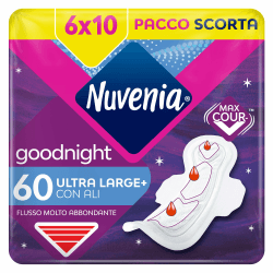 NUVENIA Ultra Notte Ali 60 Einlagen, 6 Packungen mit je 10 Stück 6 confezioni da 10