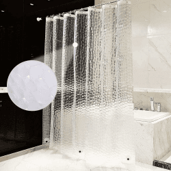 AiQInu Duschvorhang 200x200 3D Eva Transparent Antischimmel Shower Curtains mit Gewicht Bleiblock Unten, Wasserdichter Badezimmervorhang Umweltfreundlich Waschbar Duschvorhänge mit 13 Haken H200 x B200 cm (1er Pack)