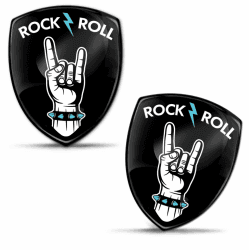 Biomar Labs® 2 x Aufkleber 3D Gel Silikon Stickers Autoaufkleber Auto Motorrad Fahrra Laptop PC Tablet Rock and Roll Das Heavy Metal Zeichen KS 18