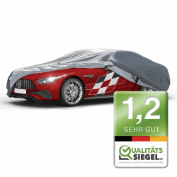 WALSER Premium Abdeckplane Auto All Weather Plus Qualitätssieger Sehr Gut*, Abdeckplane wasserdicht, Auto Abdeckplane, Autoplane UV-beständig, Autoabdeckung Outdoor, Autogarage Abdeckung PKW L grau L PKW