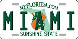 TammieLove Nummernschild Miami Florida Bundesstaat Hintergrund Neuheit Nummernschild Schild 15 x 30 cm
