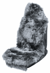 Walser Premium Lammfell Sitzauflage Marla, 100% Lammfell Autositz Sitzauflage mit 5cm Wollhöhe, Sitzauflage Lammfell, Sitzauflagen Auto Lammfell, Sitzschoner Lammfell, Schonbezug Fell anthrazit