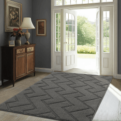 Biscpro Fußmatte Grau 90x150cm Innen und Außen, Waschbar Fussmatte, Wasserdicht Türmatte, Rutschfester Schmutzfänger Teppich für Eingang, Haustür, Patio, Flur, Garten 90 x 150 cm (Rechteckig) Grau