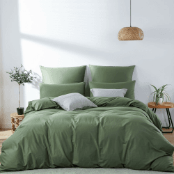 Lanqinglv Bettwäsche 220x240 cm Dunkelgrün Grün,Vorgewaschene Baumwollähnlich ÖKO-TEX Bettwäsche-Set,Bettbezug 200x220 cm Mikrofaser mit Reißverschluss und 2 Kissenbezug 80x80cm Dunkelgrün 220x240cm