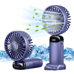 Jsdoin Handventilator, Tragbarer Mini Ventilator, Wiederaufladbar, Kleiner Taschenventilator Mit 5 Geschwindigkeitsstufen, Faltbarer USB-Ventilator für Büro, Outdoor (Violett)