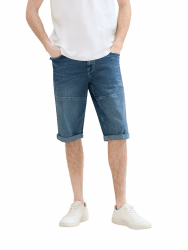 TOM TAILOR Herren Morris Fit Overknee Shorts 38 10118 - Used Light Stone Blue Denim