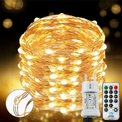 [220 LED] Lichterkette, 25M 8 Modi lichterkette außen strom lichterketten wasserdicht außen/innen Kupfer Lichterketten mit Remote-Timer zum Schlafzimmer, balkon möbel, Party, Weihnachten (Warmweiß) Warmweiß Kupferdraht