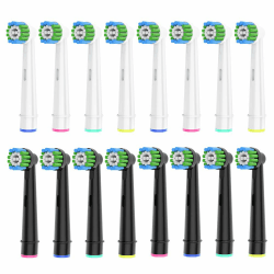 16 Stück Precision Aufsteckbürsten Kompatibel mit Oral B Elektrische Zahnbürsten, 8er Weiß und 8er Schwarz 16 stück (1er Pack)