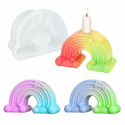 LETTERASHQ Silikonform Regenbogen,Kerzenhalter Silikonform Regenbogenbrücke, Regenbogenbrücken Silikon Gießform Kerzenhalter, Regenbogen Gießform für Geburtstage und Wichtige Feiertage