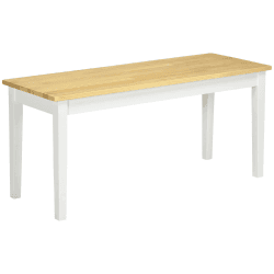 HOMCOM Sitzbank 2-Sitzer Essbank Holzbank, Küchenbank Wohnzimmerbank für Küche, Eingang, bis 220 kg belastbar, Kiefernholz, Weiß, 102 x 36 x 45 cm Natur+weiß