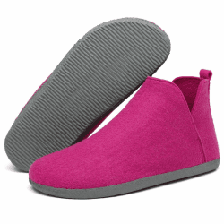 Mishansha Filz Hausschuhe Winter Warme Bequem Rutschfeste Hausstiefel für Herren Damen, Gr.36-46 EU 43 EU Rosa