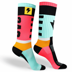Sport-Socken für Männer und Frauen - Ideale Socken für Laufen, Basketball, Radfahren und Padel - Inshock Barcelona 35-38 Gas Türkis-Rosa