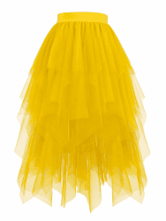 Hanpceirs Damen Tüll Röcke High Low Layered Puffy Fee Röcke A-Linie Midi Rock Unregelmäßiger Tutu Rock M Gold