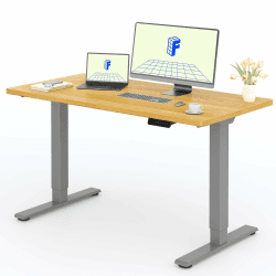FLEXISPOT Höhenverstellbarer Schreibtisch mit 2 Motoren & 25MM einteiliger Tischplatte,ergonomischer Bürotisch - 120 x 80 cm Ahorn, graues Gestell 120 x 80 cm M-ahorn+grau Gestell