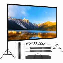 VISULAPEX 120" Leinwand Beamer mit Stand HD 4K, 16: 9, 160°Betrachtung Leinwand Beamer mit Stativ Schnelles Falten Tragbare für Heimkino, Camping und Büropräsentationen 120 Pouces