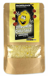 Schlump-Chili⎥ZICHISA⎥Zitronen Chili Salz Nachfüllset Gewürzmischung mit Meersalz, Zitronenzeste und Chilis⎥geeignet für Gewürzmühlen mit Edelstahlmahlwerk oder Keramikmahlwerk (1x 80g)