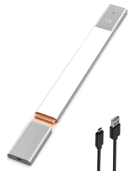 EZVALO LED Unterbauleuchte Küche 38cm, Schrankbeleuchtung Kabellose Stufenloses Dimmbar, Abnehmbarer Akku LED 3 Farbtemperaturen PIR Motion Sensor für Kleiderschrank Treppe (1 Stück) Silber 38cm