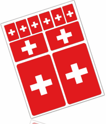 Biomar Labs® 10 x Vinyl Aufkleber Autoaufkleber Stickers Fahne Flagge Switzerland Schweiz Swiss Auto Moto Motorrad Fahrrad Scooter Fenster D 23