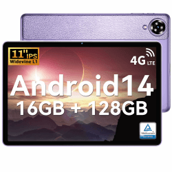 OUKITEL OT11 Tablet 11 Zoll Android 14 Tablet 16 GB RAM + 128 GB ROM (1 TB TF), Tablet Touchscreen Prozessor mit 8 Kernen, 2,4G/5.0G WiFi6 │ 5 MP + 13 MP │ 8000 mAh│ BT5.0 │ GMSzertifiziert │ 2 in 1 Lila