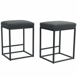 PHIVILLA 2er- Barhocker Barstühle mit Fußstütze, Küchenstühle PU-Leder, Rückenloser Hocker, Tresenhocker, Bistrohocker, für Innen Außen Esszimmer Hausbar Kaffee Stühle, Klein (Schwarz) Klein Schwarz