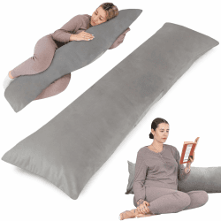 Seitenschläferkissen Schwangerschaftskissen Stillkissen 40 x 145 cm mit bezug Lagerungskissen, Kissen für Frauen und Seitenschläfer, Baby Pregnancy Pillow XXL Velvet 40x145 Kissen 40x145 cm Gräulich