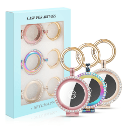 Airtag-Halter aus Metall, Airtag-Schlüsselanhänger, Airtag-Zubehör, Abdeckung, Artikelfinder, Zubehör für Gepäck, Kinder, Haustiere, Katzen, Hunde (Champagner + Öl Slick + Rotgold) Rose Pink+Multicolor+Champagne