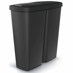 Monzana® Mülleimer Küche 50L 2 Fächer mit Deckel Druckknopf Abfalleimer Büro Papierkorb Biomüll Gelber Sack Mülltrennsystem Recycling Schwarz