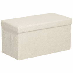 HOMCOM Sitzbank mit Stauraum, faltbar Polsterbank, Bettbank mit Samtoptik, Sitztruhe für Flur Schlafzimmer Wohnzimmer, 76 x 38 x 38 cm Cremeweiß