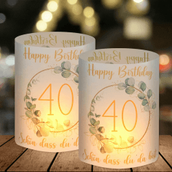 12 Windlicht Tischdeko 40 Geburtstag, Deko 40 Geburtstag Mann Frau, 40 Jahre Happy Birthday Tischdeko, Geeignet für Teelichter oder Kerzen