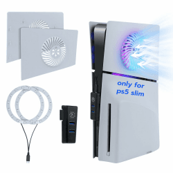 Mcbazel PS5 Slim RGB LED-Streifen mit Fcaeplate, 2-Port USB-Hub Gaming-Zubehörset für PS5 Slim Disc/Digitale Edition – Weiß(Nicht für PS5/PS5 Pro)