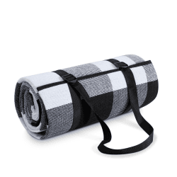 Paco Home Picknickdecke Campingdecke XXL Strand Picknickdecke Wasserdicht Mit Tragegriff Leicht Kompakt Tragbar Isoliert, Farbe:Schwarz-Weiß 2, Größe:200x200cm 200x200 Schwarz-weiß