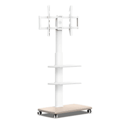 FITUEYES TV Bodenständer Rollbar mit 3 Ablagen TV Standfuß TV Ständer Fernsehstand mit Rollen höhenverstellbar schwenkbar für 32 bis 70 Zoll Flachbildschirm bis zu 40kg. Max. VESA. 400 * 600 Weiß