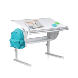 hjh OFFICE 705100 Kinderschreibtisch neigbar & höhenverstellbar Belia Schreibtisch mit Ablage, Weiß/Silber Weiß/Silber 56.0-80.0 x 80.0 x 50.0 cm Single