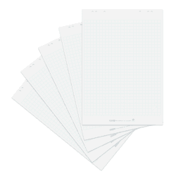 Landré Flipchart-Papier recycling , kariert, mit 20 Blatt je Block, 6 fach Lochung, 5 Stück kariert, recycling