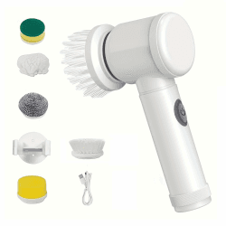 Elektrische Reinigungsbürste, Spin Scrubber für Bad, Fugenreiniger Elektrisch, Electric Cleaning Brush, 5 Bürstenkopf for für Haushalt, Fliesen, Küche und Reifen