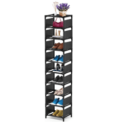 esonstyle 10 Ebenen Schuhregal schmal Metall Schuhregal für 10 Paare hoch schuhablage Platz Sparen Schuhaufbewahrung für Wohnzimmer Eingangsbereich Flur und Garderobe Schwarz