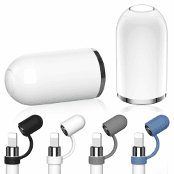 ACAGET Pencil Kappe für Apple Pencil 1. Generation(2 Stück Weiß Kappe + 4 Stück Kappenhalter)iPencil Magnetische Ersatzkappe und Silikon Cap Anti-Lost Ersatzkappe Zubehör für Apple Pencil 1 Generation
