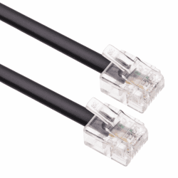 1m RJ11 Kabel ADSL Erweiterung Leitung Telefon Schnur Stecker Hohe Geschwindigkeit BT Internet Breitband Männlich zu Männlich Router und Modem zu RJ11 Telefonbuchse, Mikrofilter (Schwarz) 1 Meter