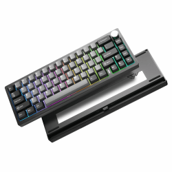 YUNZII AL68 Wireless Mechanical Tastaturen 60%, QMK/VIA Aluminum Keyboard,Hot Swappable Custom Keyboard with Knob, Gasket Structure,RGB Backlit Gaming Keyboard (Black, Milk v2 Switch) milk v2 switch black