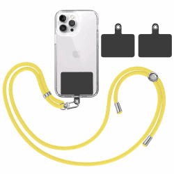 TBOC Band Handykette Schlüsselband Kette Handyschnur [Gelb] + 2 [Schwarz] Zusätzliche Befestigungspatches Aufhängen Nacken Universal Handy - Pad Handyband Patch Karabiner Hülle Lanyard